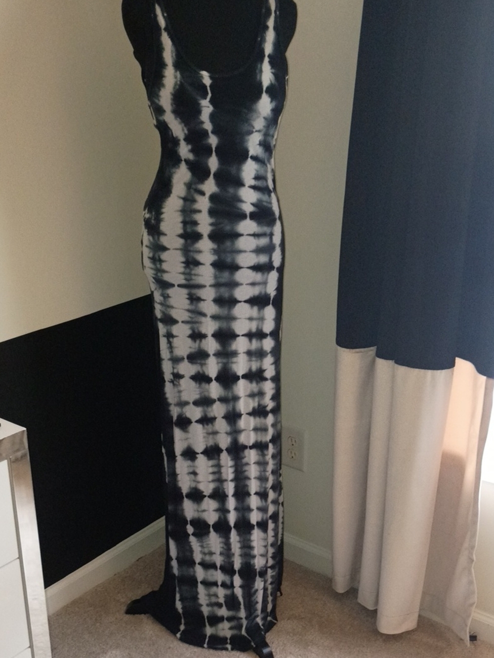 Element Tie-Dye Blue & White Backless Maxi Dress